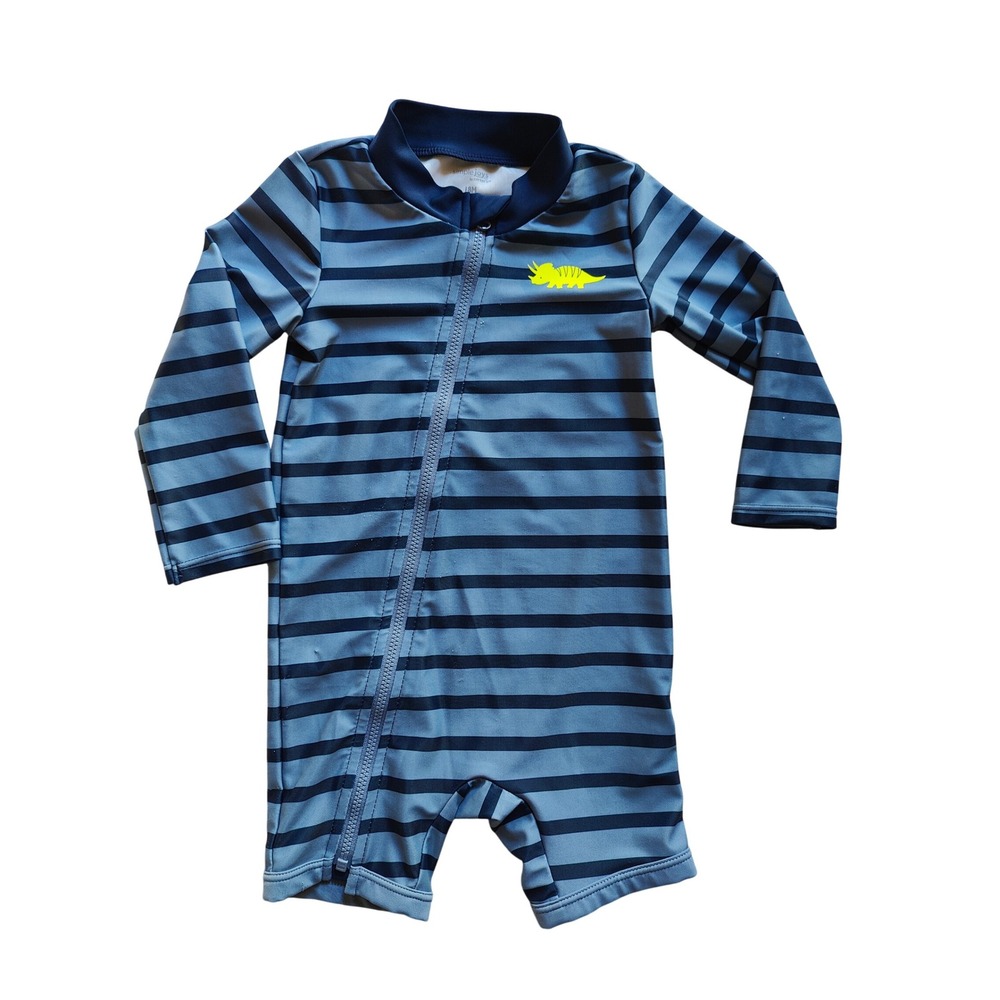 ✅4/25$✅ Simple joy carter's 18 months baby one piece swim‎ suit zip stripe blue